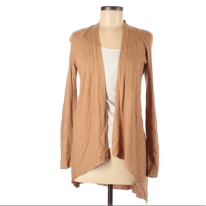 Coldwater Creek S (6/8) tan wool blend open waterfall cardigan sweater‎